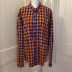 Scotch & Soda Orange and Blue Checkered Men's Shirt